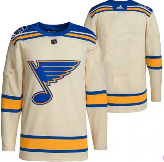 Mens St. Louis Blues Cream Blank Winter Classic Stitched Jersey->->NHL Jersey